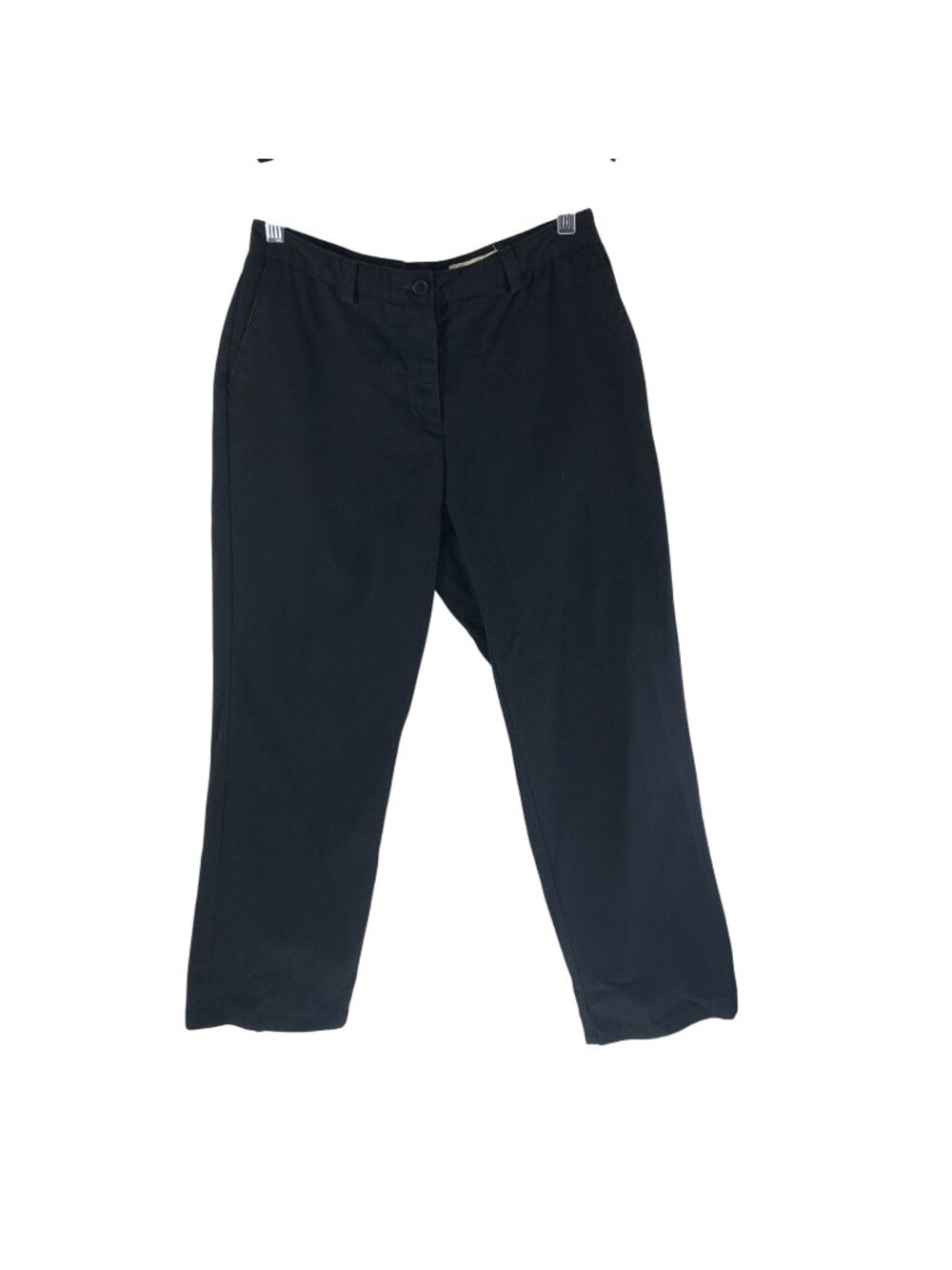 Eddie Bauer Womens Petite Black Cotton Chino Straight-Leg Pants Size 4